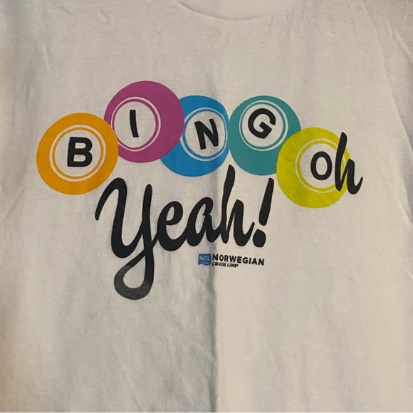 NCL Bingo shirt SZ M GUC, a bit of fading on Y chest 19”, length 25” sleeves 4” - Picture 2 of 4